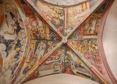Cloister with frescoes, Augustinian canons' monastery, Neustift monastery, also monastery, Vahrn