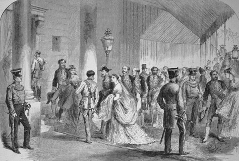 Members of the English High Nobility Bidding Farewell to Their British Majesties Before Their