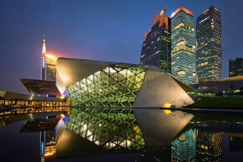 GUANGZHOU, CHINA, APRIL 27, 2018: Guangzhou Opera House designed by famous Iraqi architect