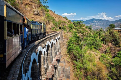 HIMACHAL PRADESH, INDIA, MAY 12, 2010: Toy train of Kalka–Shimla Railway, narrow gauge railway