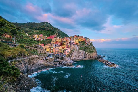 Manarola village popular european italian tourist destination in Cinque Terre National Park UNESCO
