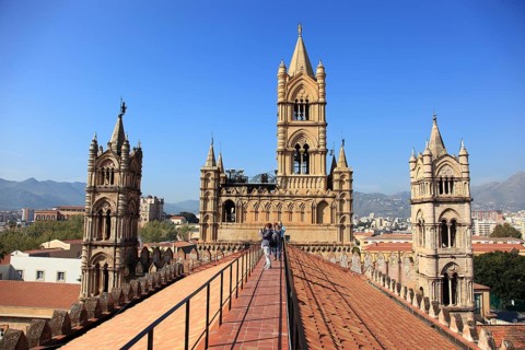 City of Palermo, on the roof of the Cathedral Maria Santissima Assunta, UNESCO World Heritage Site,