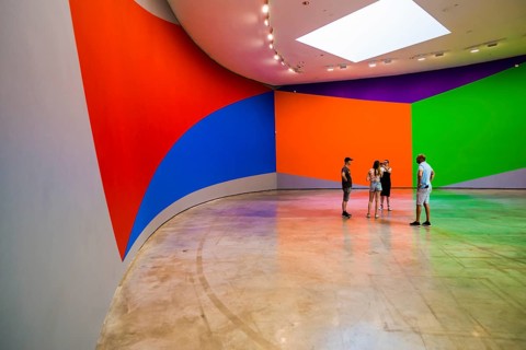 Guggenheim Museum, architect Frank Gehry, interior view, artist Sol Lewitt, Bilbao, Basque Country,