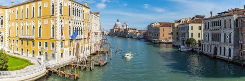 Panorama from the Ponte dellAccademia over the Grand Canal, on the left Palazzo Cavalli-Franchetti,