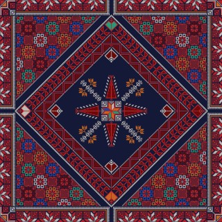 Decorative Palestinian seamless pattern in colors, traditional Tatreez embroidery, vector
