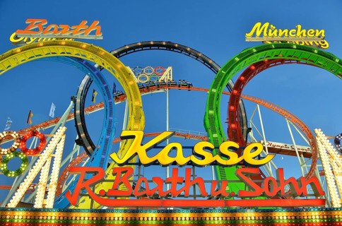 Olympia Looping, five looping roller coaster, Oktoberfest, Munich, Upper Bavaria, Bavaria, Germany,