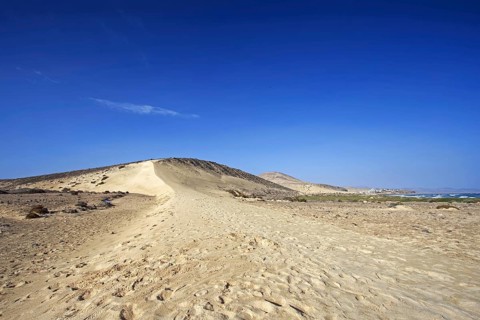 Wet sand dune and beach Playa Risco del Paso, Playa de Sotavento, Pajara, Fuerteventura, Canary