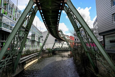 Suspension railway over the Wupper, Elberfeld district, Wuppertal, Bergisches Land, North
