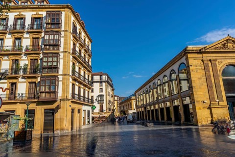 Entrance to the old town without people in Donostia San Sebastian, Gipuzkoa. Basque Country