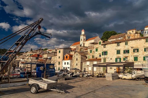 At the small harbour in the old town of Sibenik, Croatia, Europe