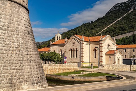 The Church of St Blaise and the Veliki Kastio Fortress in Ston, Croatia, Europe