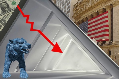 Symbolic image, bear stands for bear market, Wall Street and Dax crash, President Trump's erratic