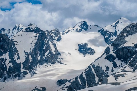 Stilfserjoch, Vinchgau, South Tyrol, Italy, mountain landscape on the Ortler, Italian Alps, snowy