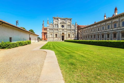 Abbey church, Certosa di Pavia monastery, Certosa di Pavia, Lombardy, Italy, Europe