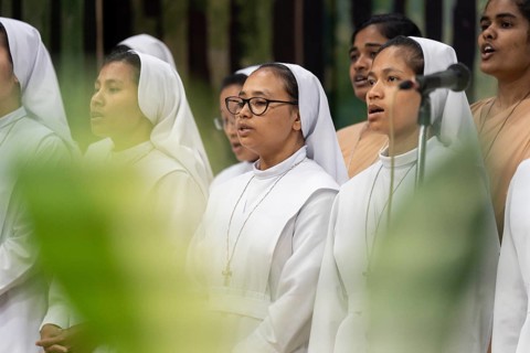 Nuns offer ceremonial tribute in honour of Pope Francis in Guwahati, Assam, India on April 26, 2025