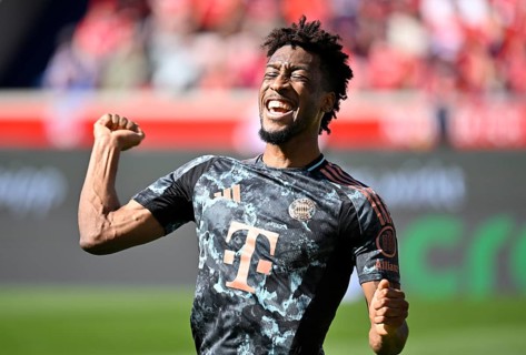 Goal celebration Kingsley Coman FC Bayern Munich FCB (11) Voith-Arena, Heidenheim,