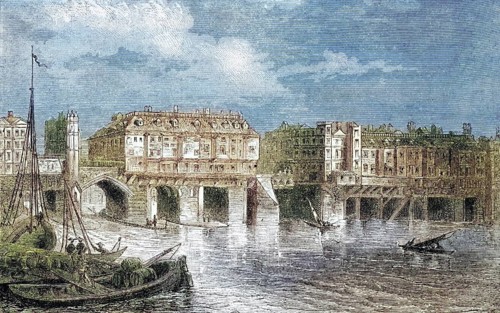 London Bridge in the sixteenth century from The National and Domestic History of England by William