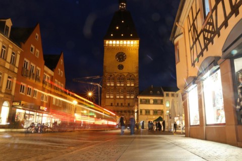 Maximilianstraße and Altpörtel in Speyer, Rhineland-Palatinate