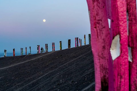 The Haniel spoil tip, 185 metre high spoil tip, at the Prosper Haniel mine, closed in 2019, artwork