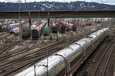 ICE train at Hagen-Vorhalle marshalling yard, one of the 9 largest in Germany, located on the