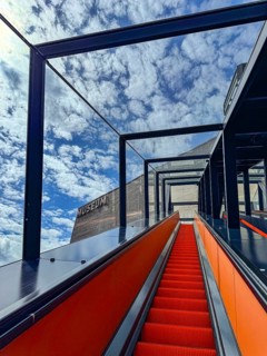 Escalator to the Ruhr Museum in the former coal washing plant at the Zollverein Coal Mine