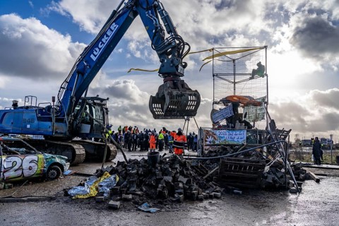 Beginning of the eviction of the Lützerath hamlet, camp of climate activists and squatters, at the