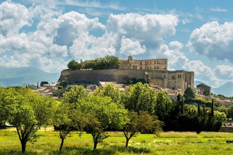 Grignan. Castle and Saint Sauver collegiate. Drôme. Baronnies. Auvergne-Rhone-Alpes. France