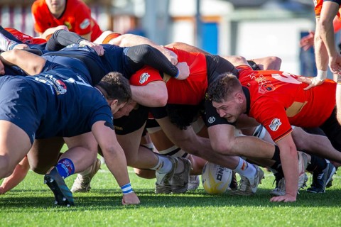 Rugby: Germany against MKS Pogon Awenta Siedlce, Poland in Heidelberg (Test match of the German
