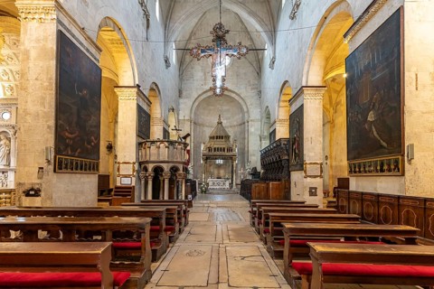 Interior of the Cathedral of St Laurence in Trogir, Croatia, Europe