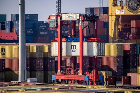 Container terminal in the seaport of Bremerhaven, Eurogate Container Terminal with almost 50