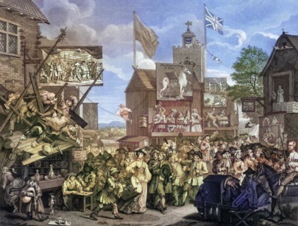 Southwark Fair Engraved by T Phillibronm after Hogarth from The Works of Hogarth published London