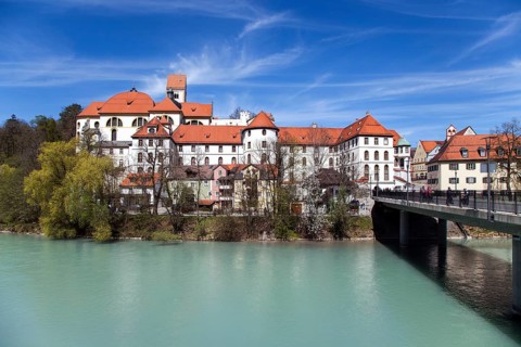 Sankt Mang and Lech Monastery, Füssen, Ostallgäu, Allgäu, Swabia, Bavaria, Germany, Europe