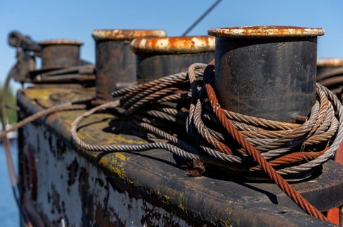 Detail photo, old barge, home Berlin, Rummelsburger Bucht, Berlin, Germany, Europe