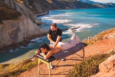 Massages in nature on the coast near the sea, a dream come true