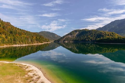 Intake structure at the Sylvenstein reservoir is used for flood protection, dams the Isar, power
