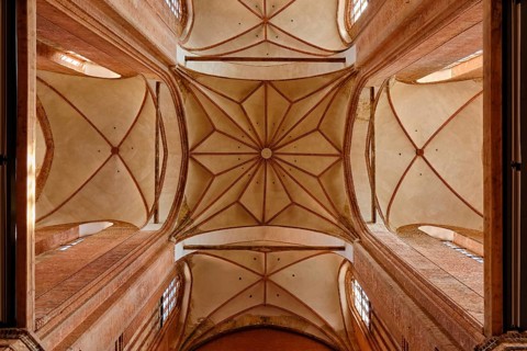 Star vault above the crossing of the Georgenkirche, Old Town Hanseatic City of Wismar,
