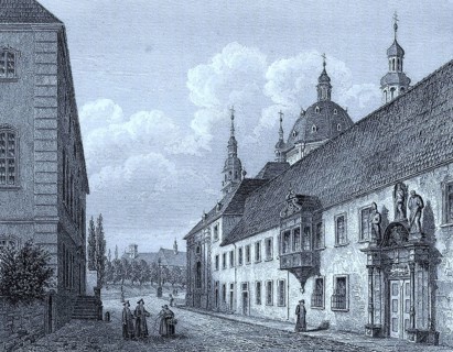 Seminary and library in Fulda, Hesse, Germany, ca 1850, Historical, digitally restored reproduction