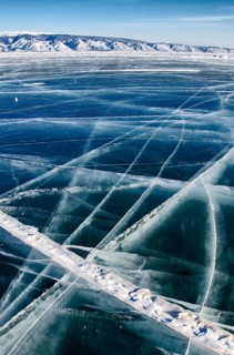 Cracks in the ice, Lake Baikal, Olkhon Island, Pribaikalsky National Park, Irkutsk Province,