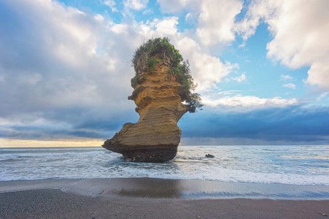 Rock formation shaped like a boot, Punakaiki, Paparoa National Park, South Island, New Zealand,