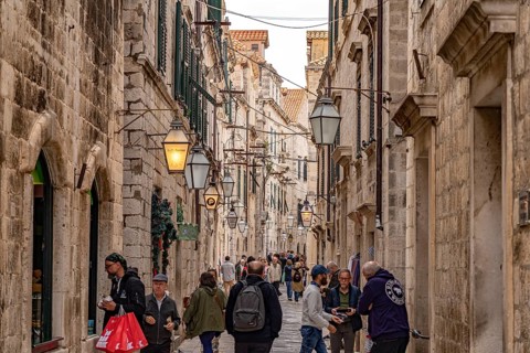 Alley in the old town centre of Dubrovnik, Croatia, Europe