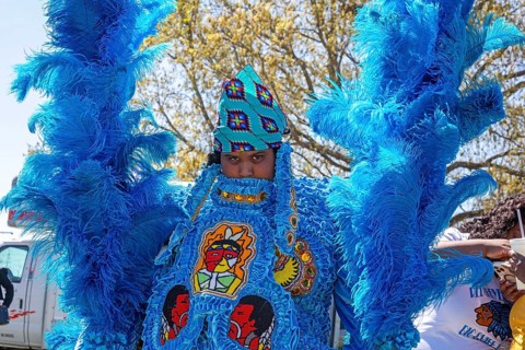 New Orleans, Louisiana - The Mardi Gras Indians' Super Sunday parade. African-Americans create