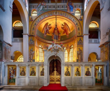 Interior view of Hagios Demetrios Church, also known as Agios Dimtrios or Demetrios Basilica,