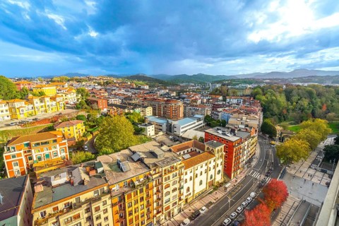 Aerial view of the Egia neighborhood of San Sebastian, Donostia from a balcony in the Basque