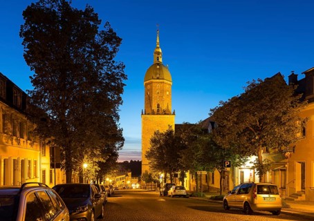 Night shot of the church of St Annen, Annaberg-Buchholz, Erzgebirge, Saxony, Germany, Europe