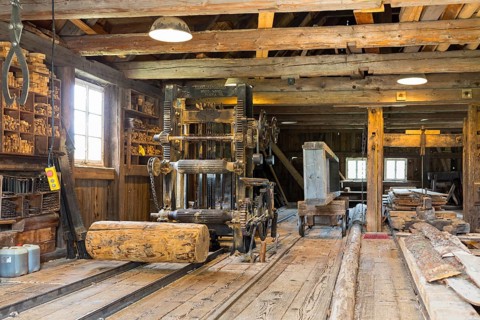 Hydroelectric sawmill in the Seiffen open-air museum, Erzgebirge, Saxony, Germany, Europe