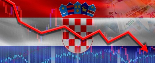 Croatia financial crisis on economic graph. Financial fall of Croatia on economy market