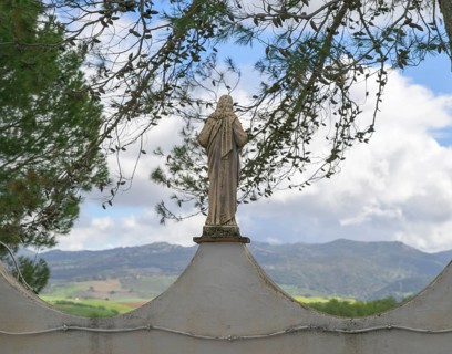 Christ figure on wall, Iglesia del Espíritu Santo, Ronda, Malaga, Spain, Europe