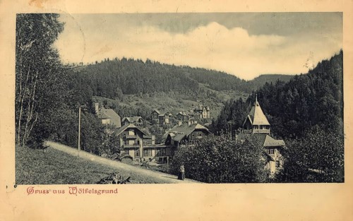 Historical postcard, picture postcard, climatic health resort Wölfelsgrund in Silesia, today