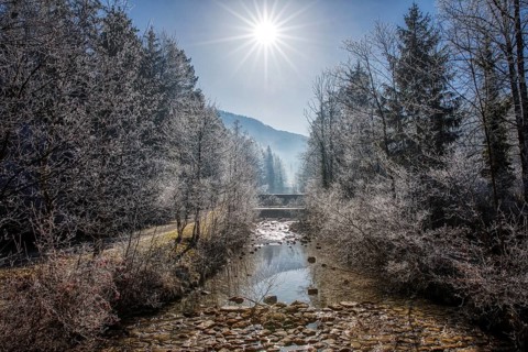 Jenbach, winter, ice, Bad Feilnbach, Bavaria, Germany, Europe