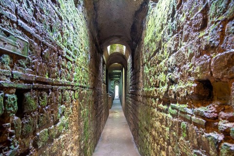 UNSECO World Heritage Site in Trier: underground corridors of the Imperial Baths, remains of an